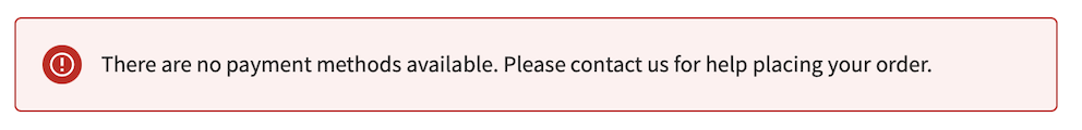 Payment methods unavailable